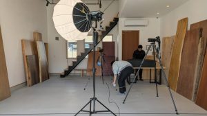 MUKUtenで一枚板の撮影